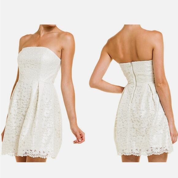 Lilly Pulitzer Marielle Cameo White Race For This Lace Strapless Dress - Picture 1 of 12